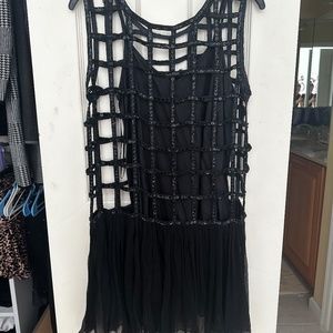 Black Crepe Sequined Free People Dress